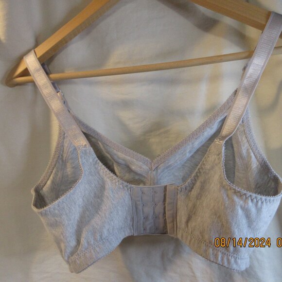 BALI ADORABLE BRA~ BOW & SATIN STRAPS~36DD #3036, 85% COTTON & 15%SPANDEX GRAY - Picture 10 of 13